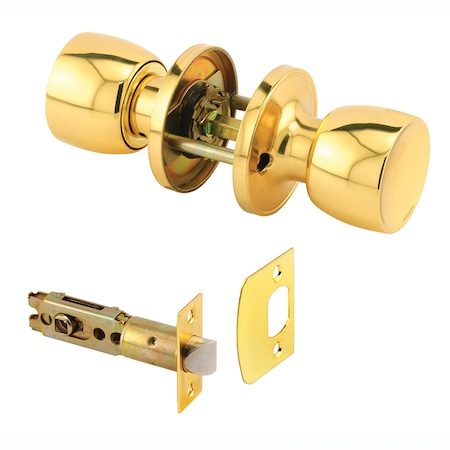 Passage Knob, Fits 2-3/8 In. And 2-3/4 In. Backset, Tulip, Brass